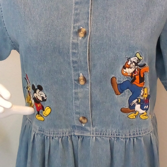 VINTAGE! Embroidered Disney Denim w/Mickey, Minnie, Donald, Daisy, Goofy & Pluto - Picture 2 of 12